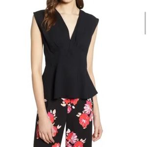 Halogen Surplice sleeveless peplum blouse